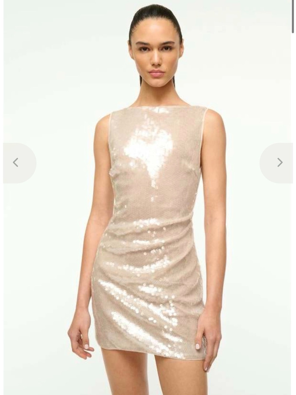 STAUD Sequin Mini Dress in Champagne Beige